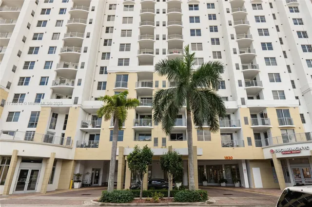 a front view of a multi story building