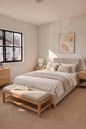 a bedroom with bed and window