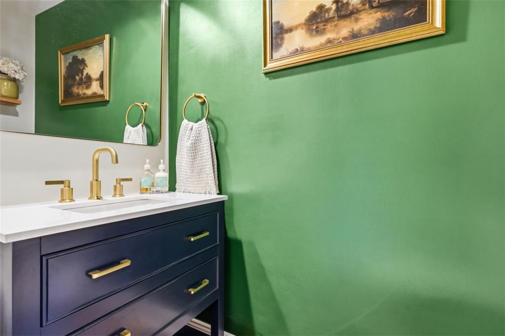 1391 Magee Road Sewickley, PA 15143 - Photo 18 of 49 Main Level Powder Room with Pottery Barn Vanity