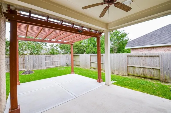 a view of a porch with a backyard