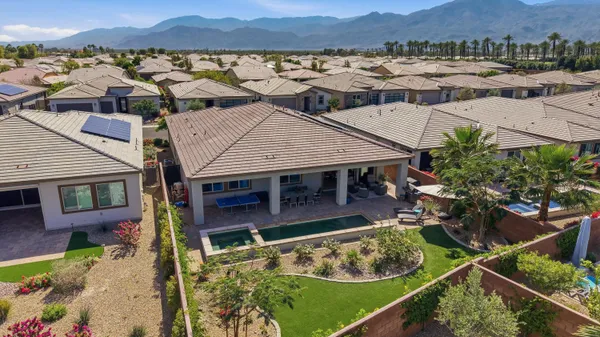 an aerial view of a house