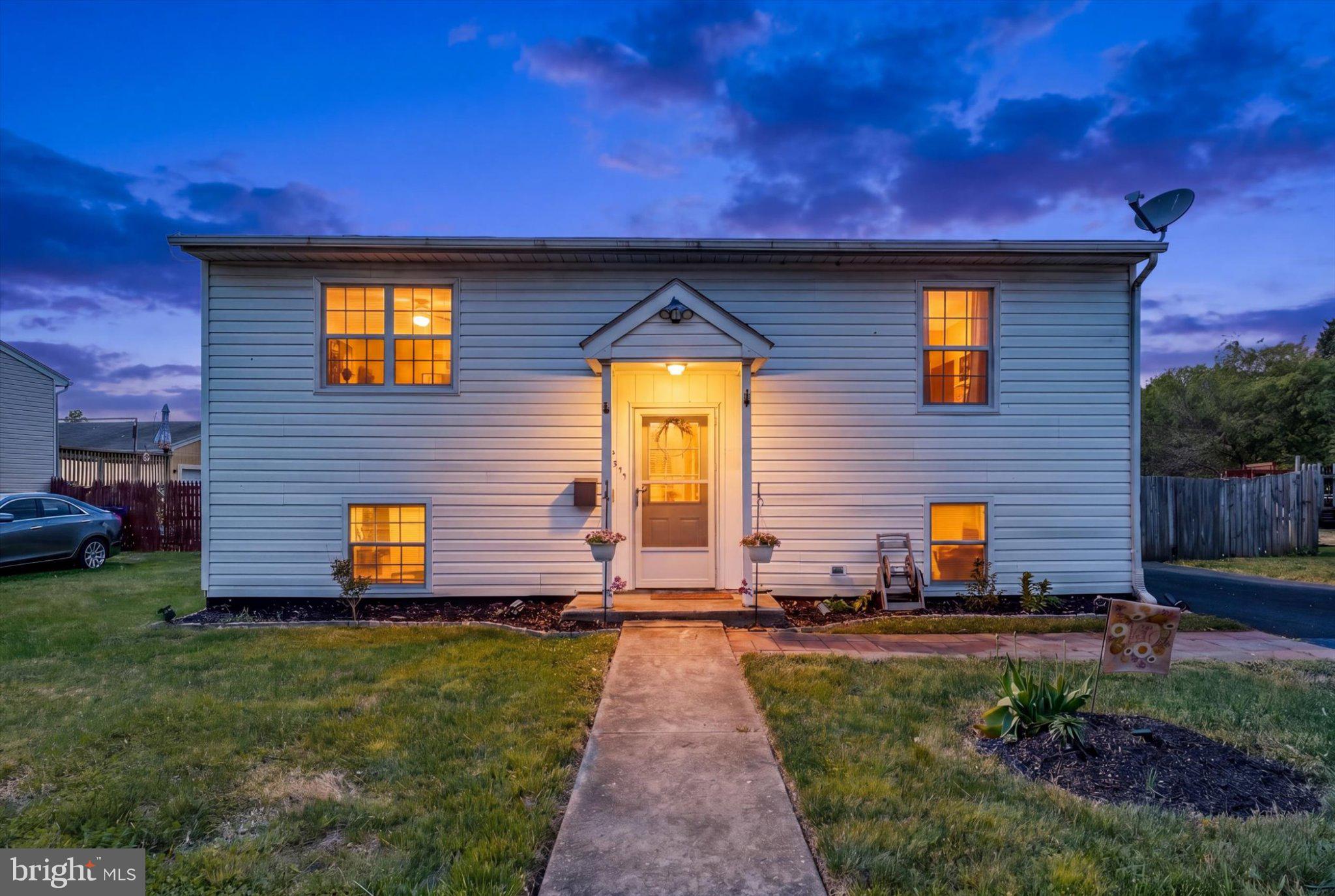 Charming home at twilight glow.