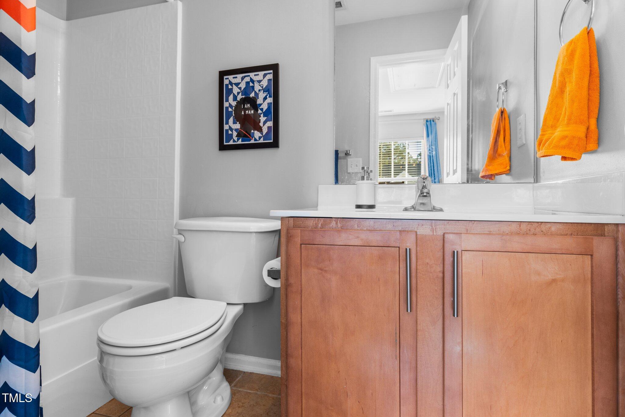 1667 Snow Mass Way Durham, NC 27713 - Photo 24 of 33 a bathroom with a toilet a sink and a mirror