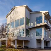 a view of a building with a street