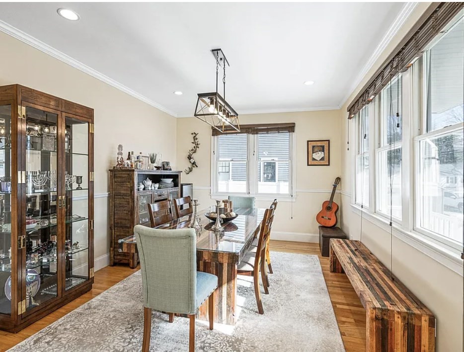 58 Spiers Road Newton, MA 02459 - Photo 8 of 21 a view of a dining room with furniture window and wooden floor