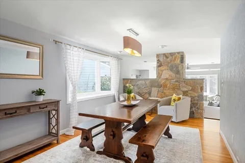 a workspace with furniture and window