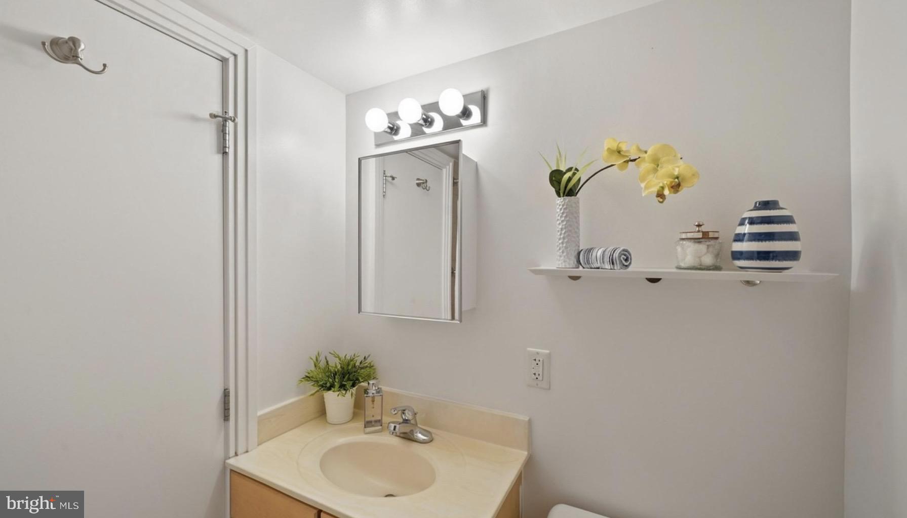 800 4th Street Southwest, Unit N120 Washington, DC 20024 - Photo 16 of 30 a bathroom with a sink a mirror and a window