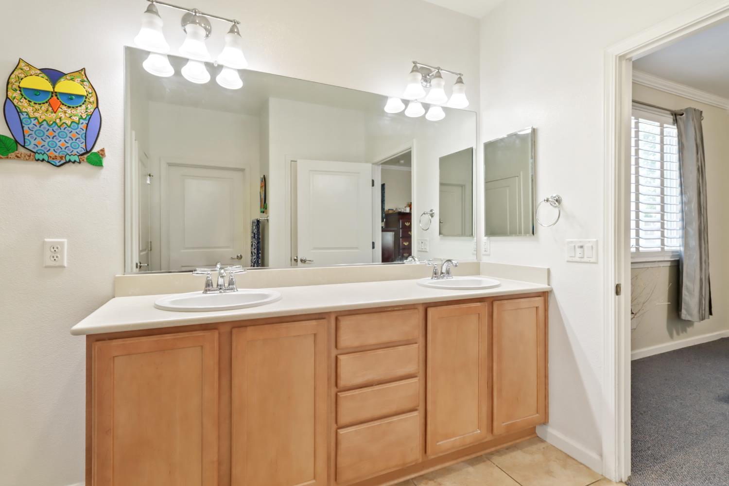 7401 Rothschild Court Elk Grove, CA 95757 - Photo 21 of 42 a bathroom with a sink and a mirror