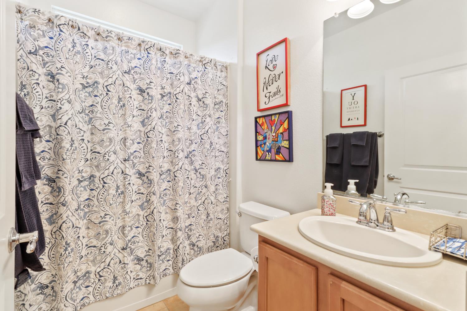 7401 Rothschild Court Elk Grove, CA 95757 - Photo 27 of 42 a bathroom with a toilet sink and mirror