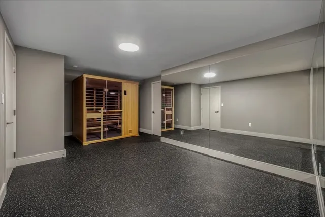 an empty room with windows