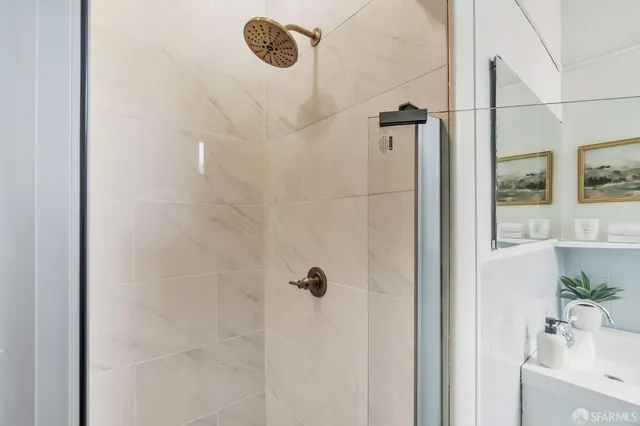 a bathroom with a shower