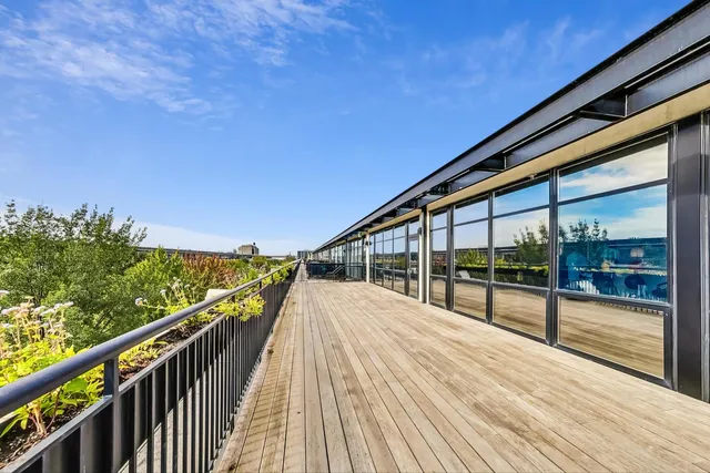 a view of a terrace with seating area