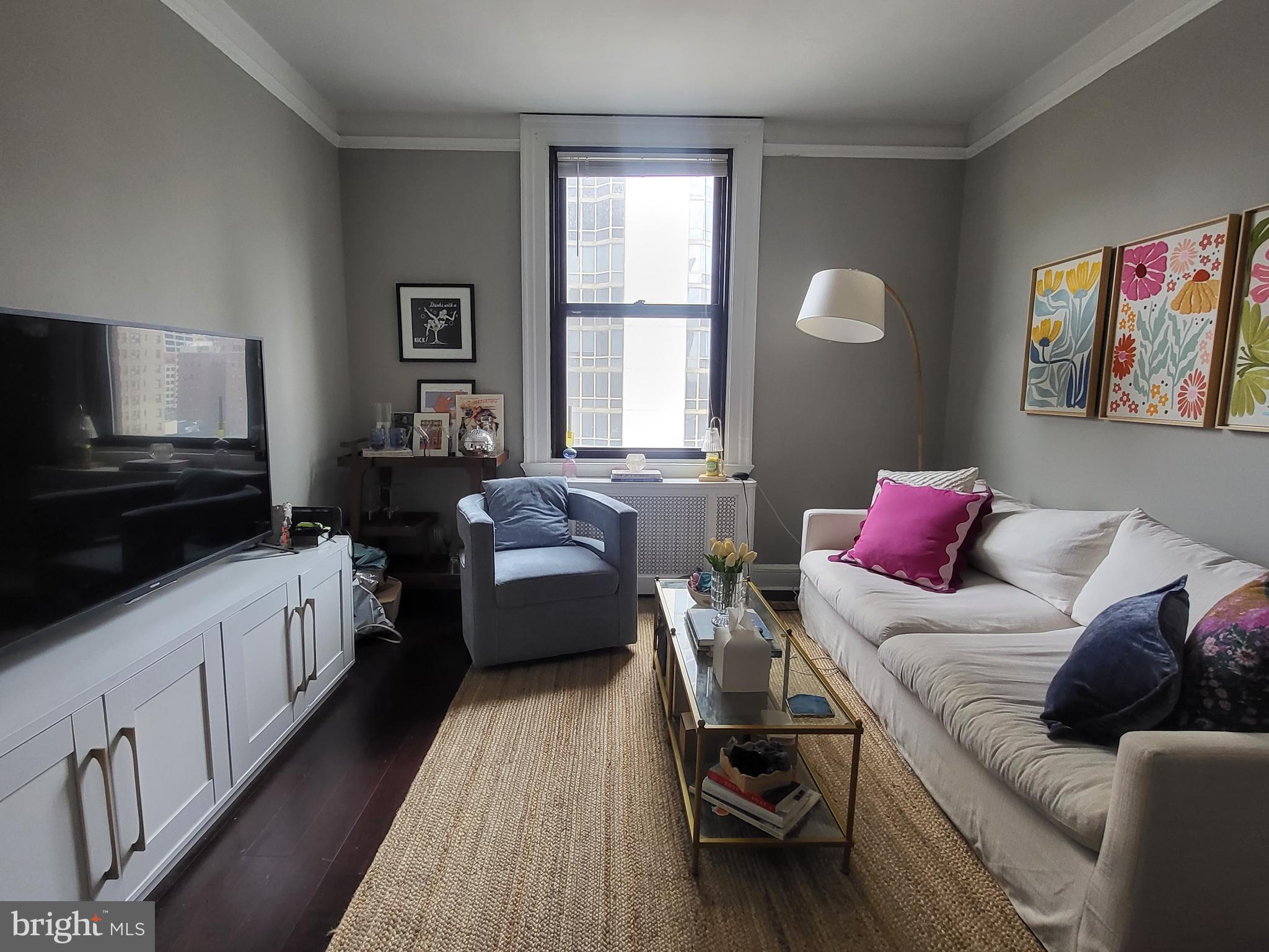 2031 Locust Street, Unit 1005 Philadelphia, PA 19103 - Photo 3 of 15 a living room with furniture and a flat screen tv