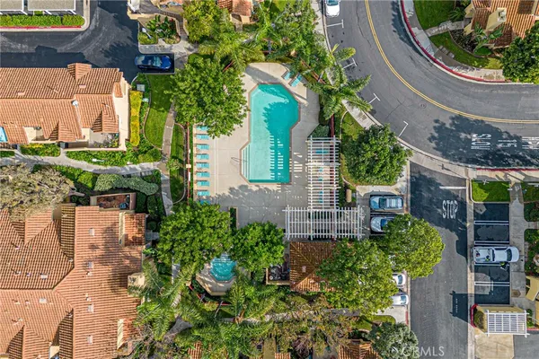 an aerial view of a house