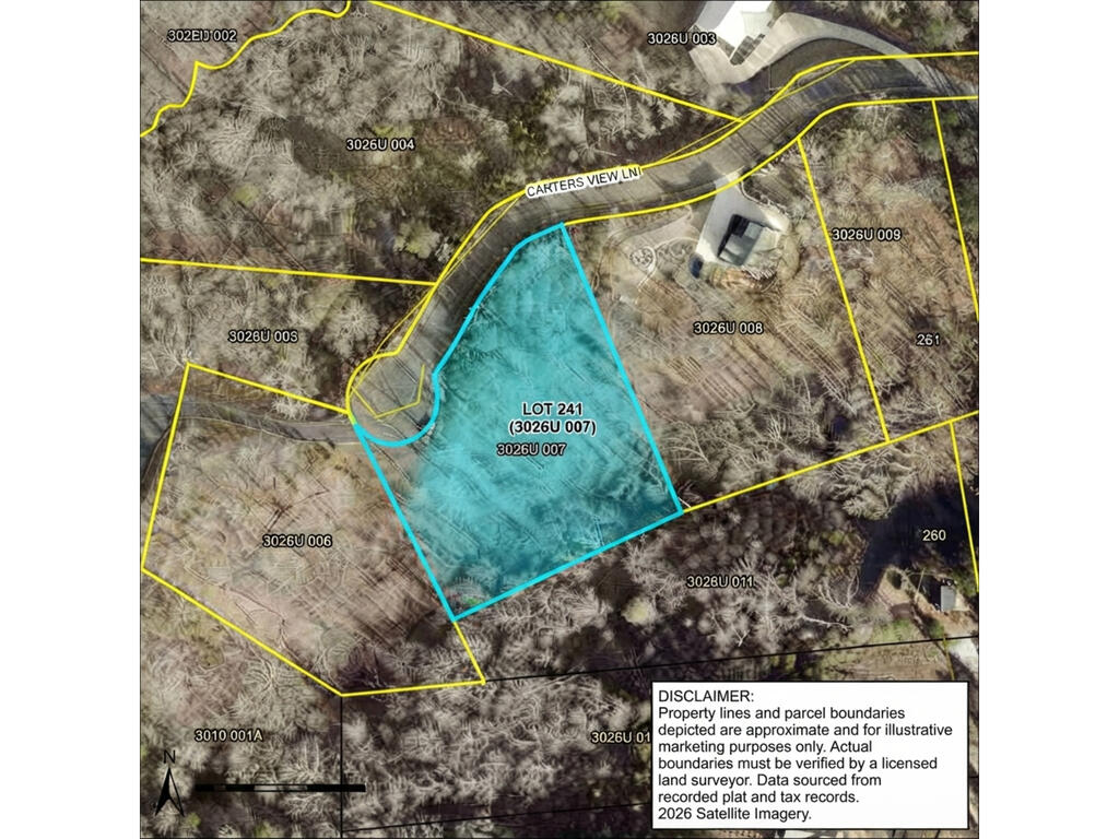 Aerial map with estimated boundary lines , Aerial map depicting the boundaries and identification for the property