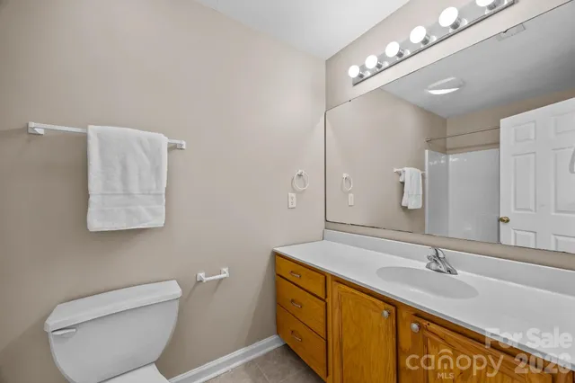 a bathroom with a toilet a sink and mirror