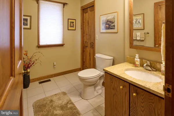 a view of a backyard with large trees