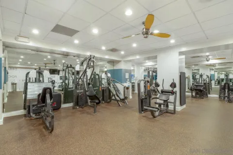 a view of a room with gym equipment