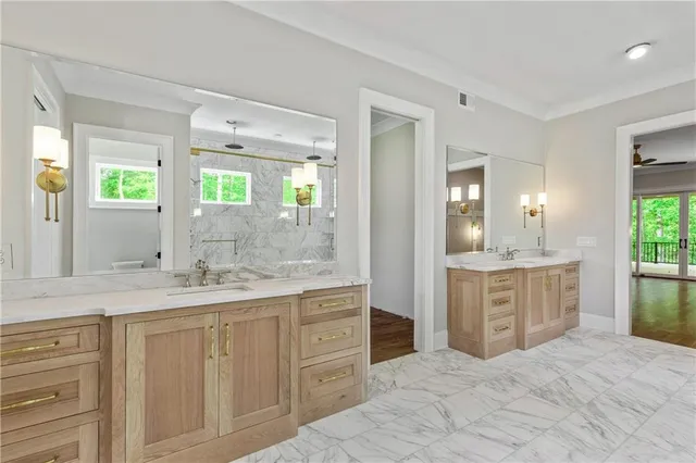 a view of a lake with a house