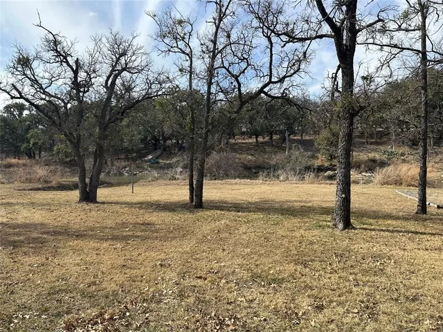 a view of dirt yard with a tree