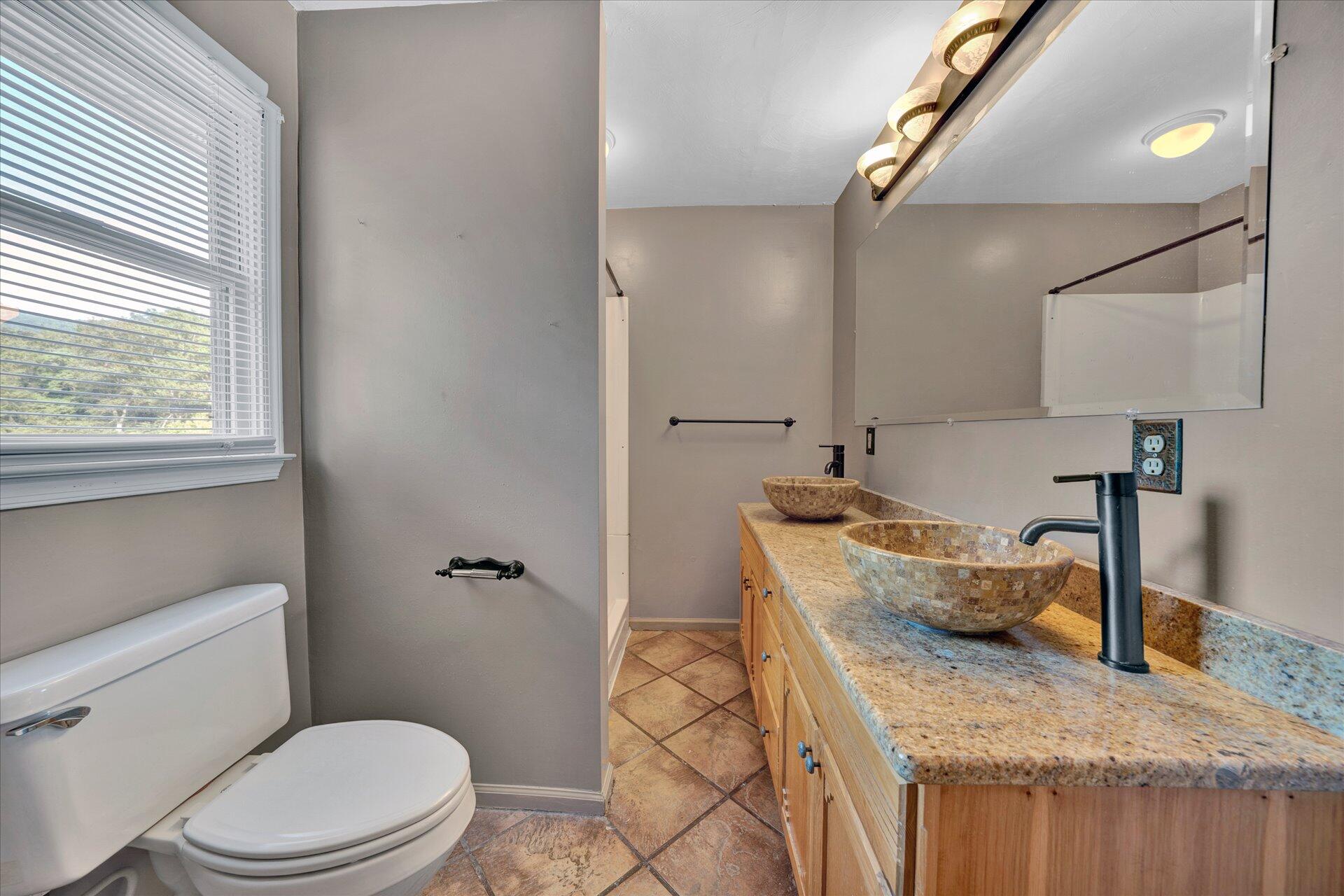 3700 Rte 3004 Roanoke, VA 24012 - Photo 22 of 40 a bathroom with a granite countertop sink a mirror and a toilet