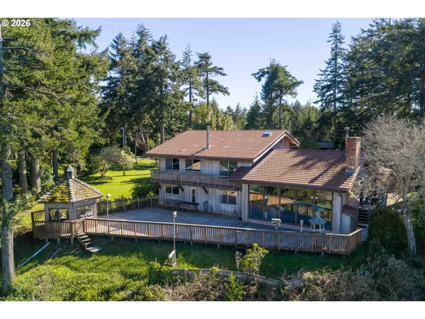 a aerial view of a house with a garden