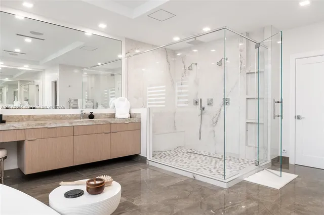 a balcony with furniture and city view