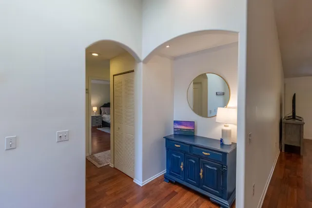 a view of bedroom with bedroom and front door