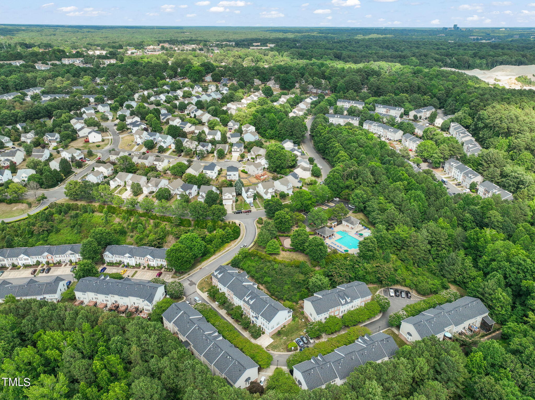 5325 Echo Ridge Road Raleigh, NC 27612 - Photo 57 of 61 an aerial view of residential houses with outdoor space and trees