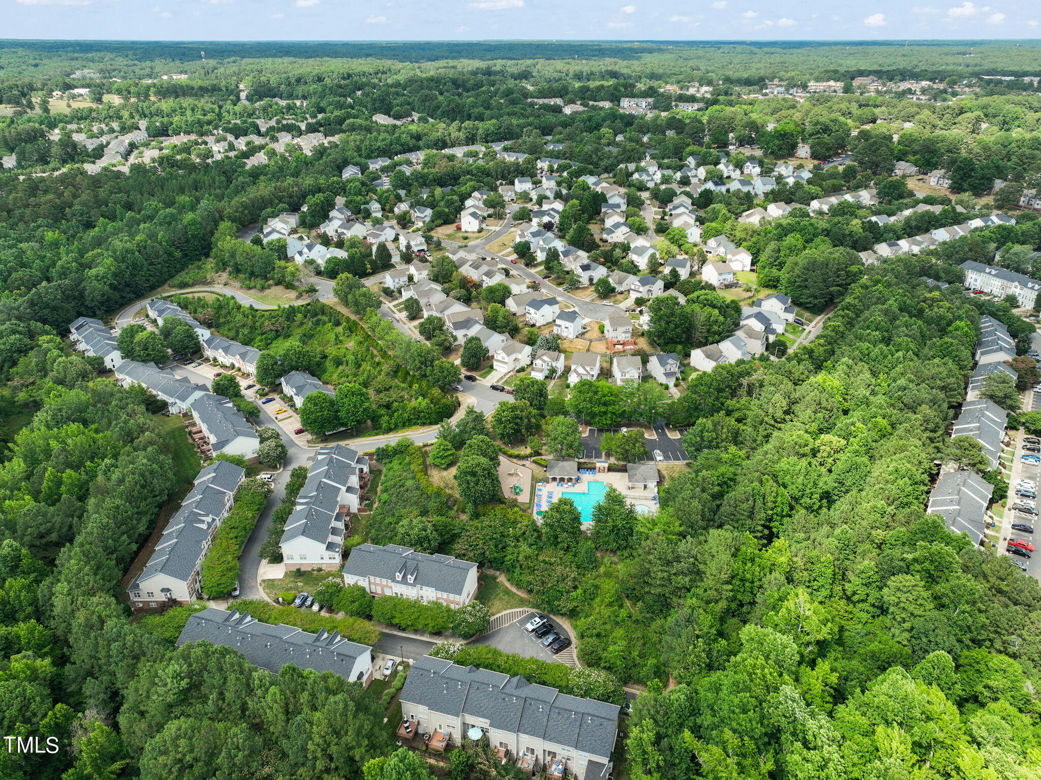 5325 Echo Ridge Road Raleigh, NC 27612 - Photo 58 of 61 an aerial view of residential houses with outdoor space and trees