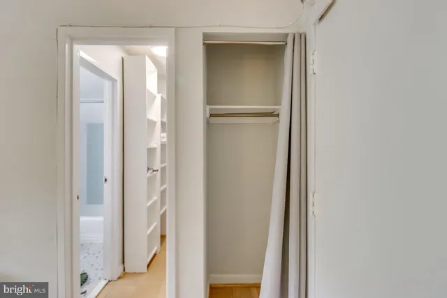 a view of elevator with hallway