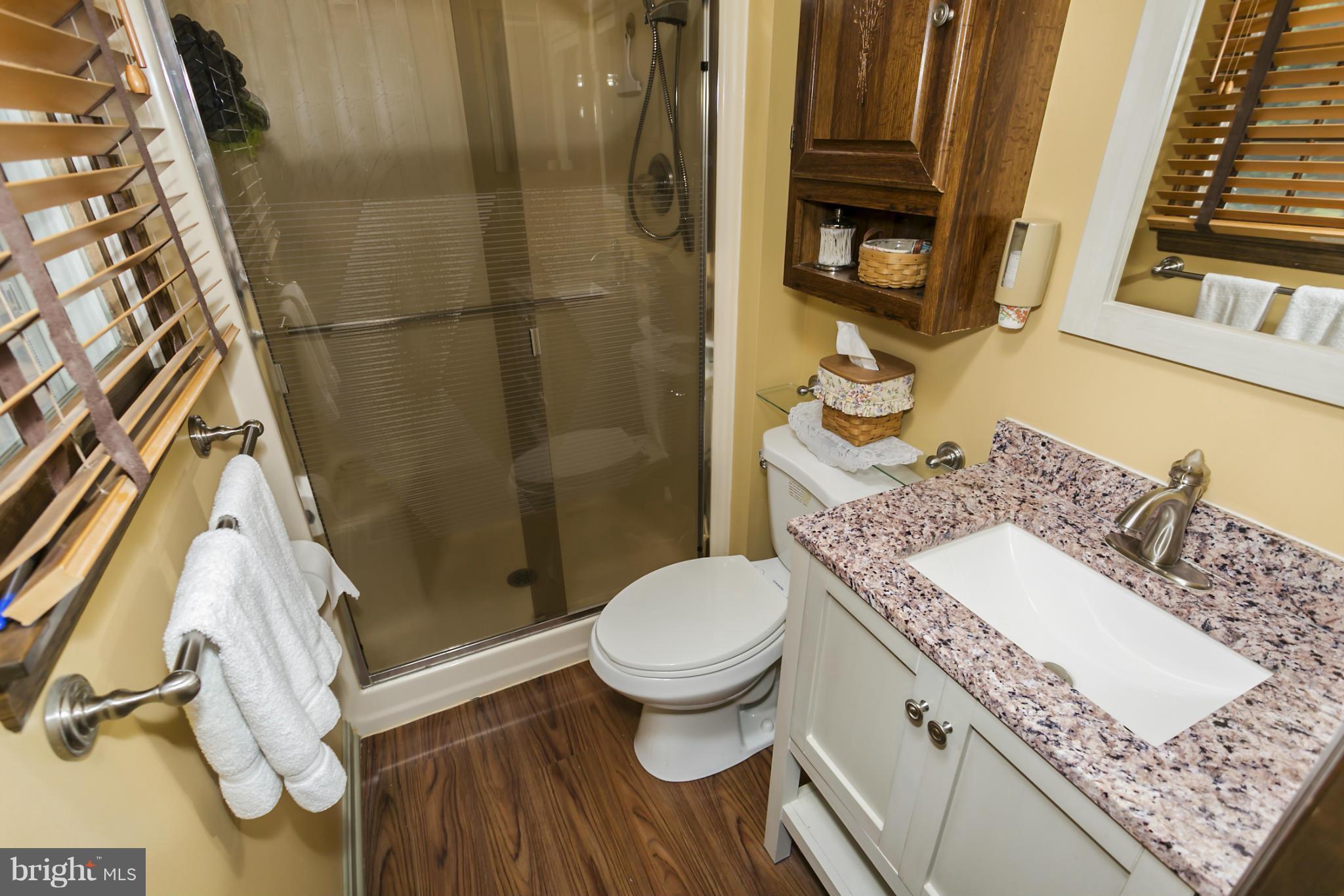 10009 German Road Ellicott City, MD 21042 - Photo 10 of 27 a bathroom with a granite countertop sink toilet and shower