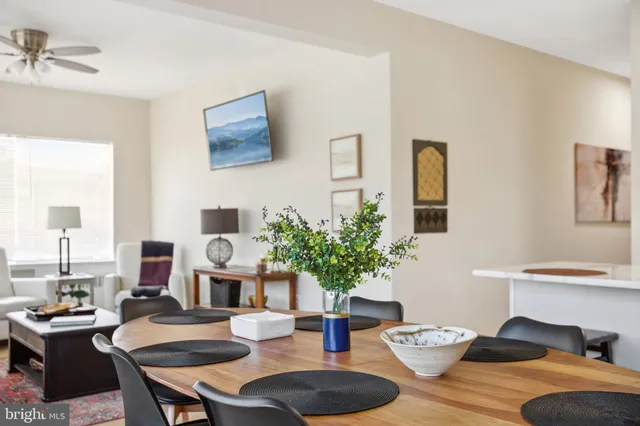 a living room with furniture potted plant and a window