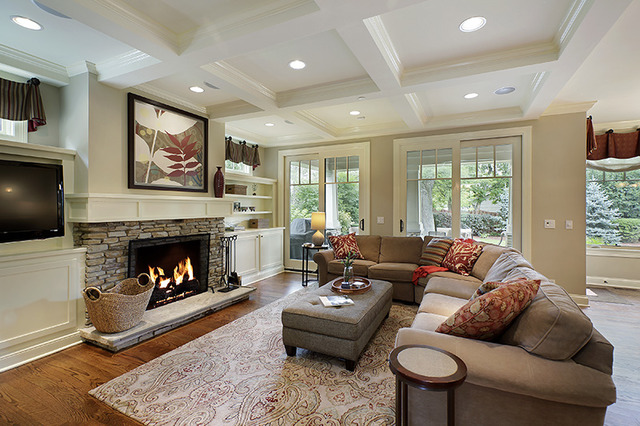 2246 Illinois Road Northbrook, IL 60062 - Photo 8 of 25 a living room with furniture and a fireplace