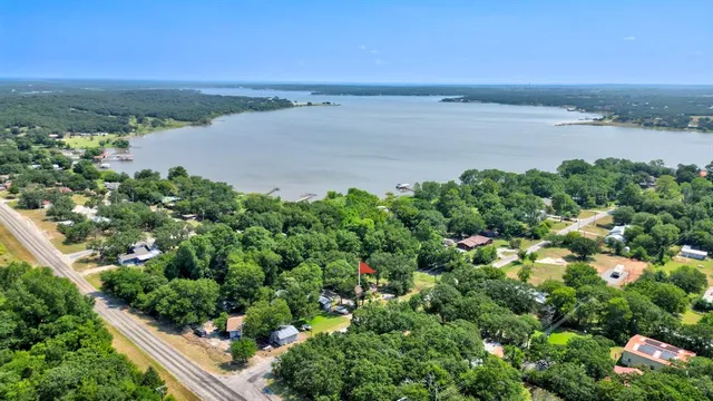 a view of a lake with a city view