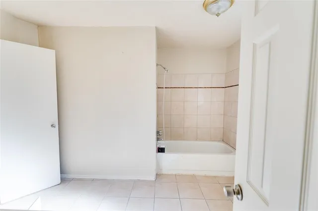 a bathroom with a bathtub