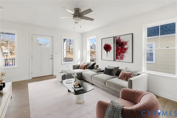 a living room with furniture