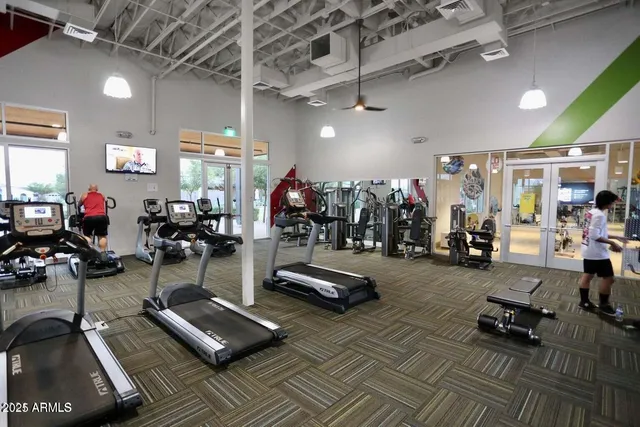 a view of a room with gym equipment