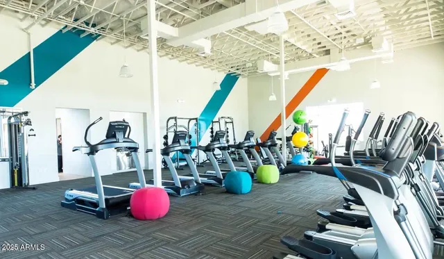 a view of a room with gym equipment