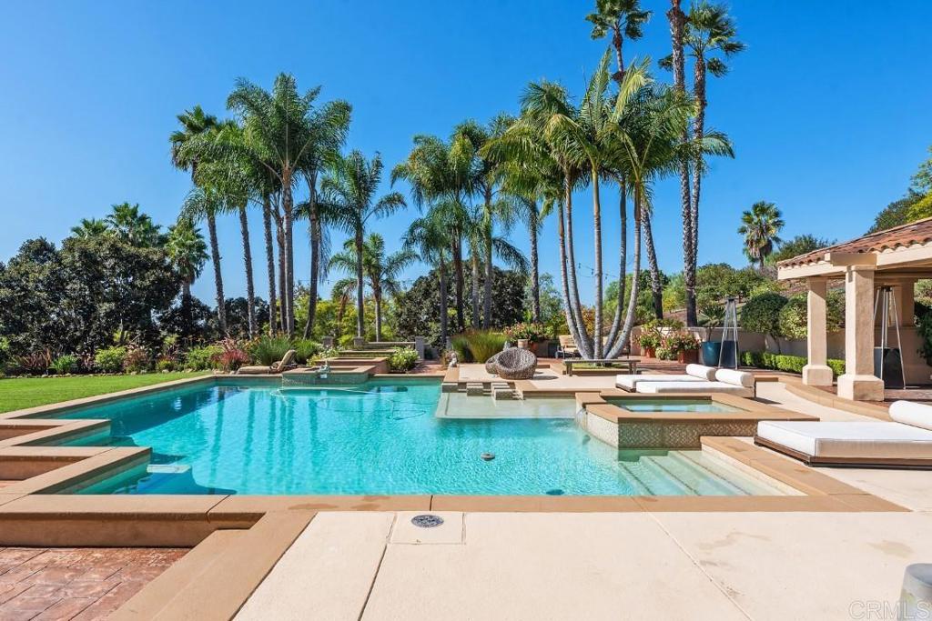 7345 Vista Rancho Court Rancho Santa Fe, CA 92091 - Photo 30 of 71 a view of swimming pool with palm trees