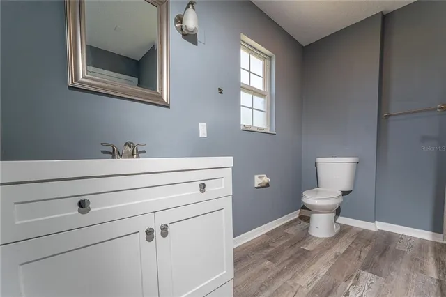 a bathroom with a toilet a sink and mirror