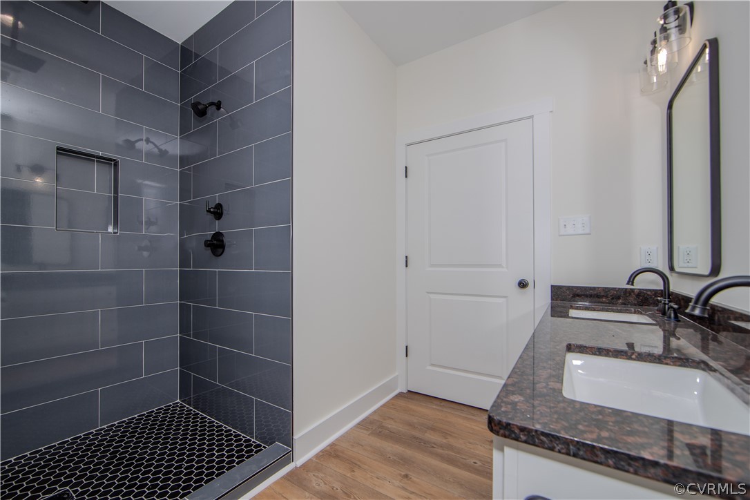 4243 Three Bridge Road Powhatan, VA 23139 - Photo 18 of 32 a bathroom with a sink and a mirror