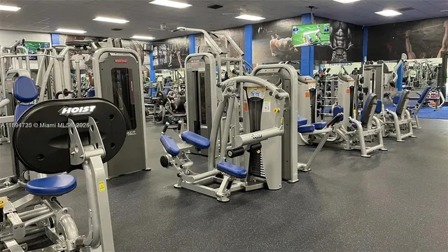 a view of a room with gym equipment