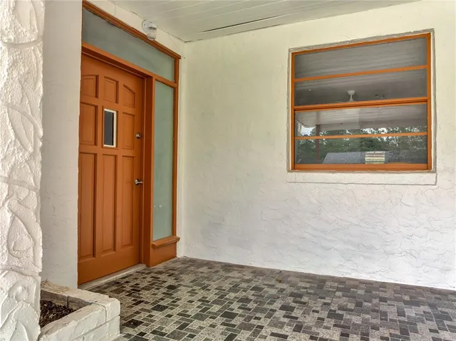 a view of an entrance door