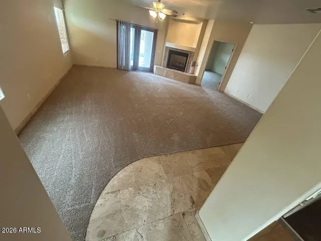 a view of livingroom and fireplace