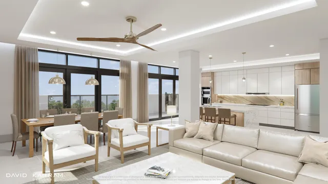 a kitchen with kitchen island a stove a table and chairs