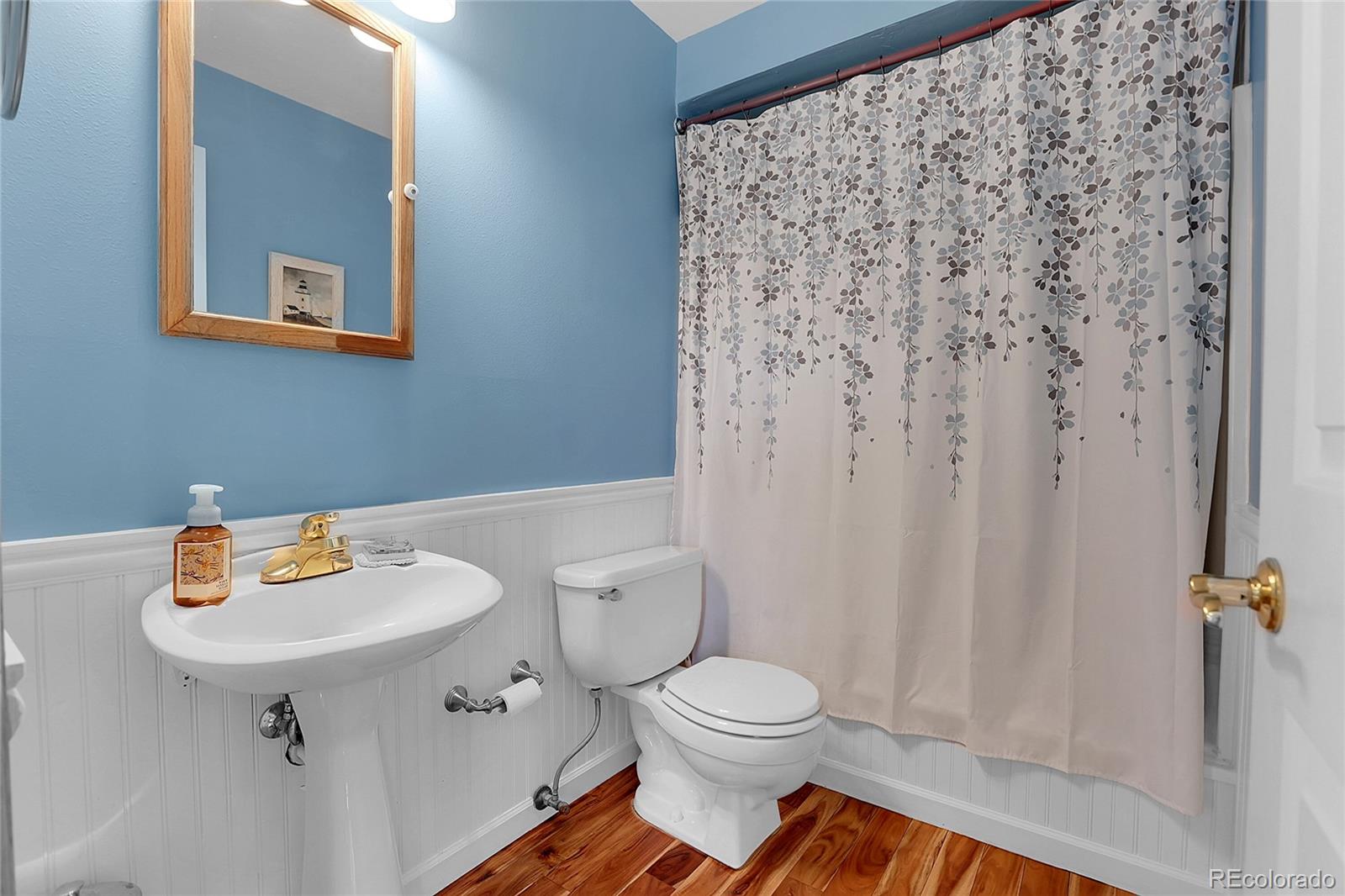 32857 Little Cub Road Evergreen, CO 80439 - Photo 40 of 48 a bathroom with a sink toilet and shower
