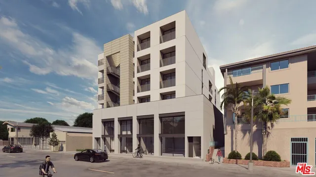 a front view of a building with street view