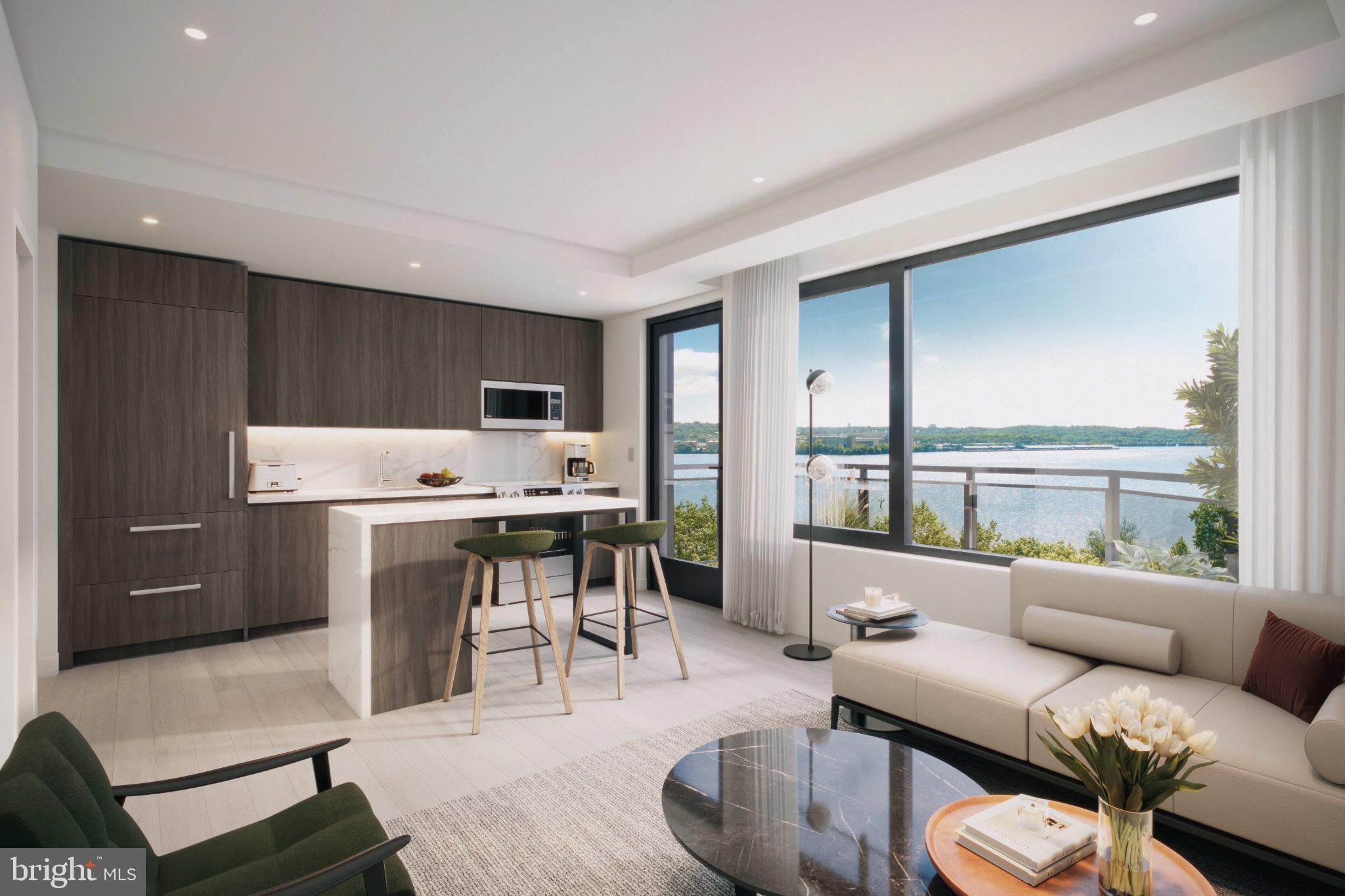 1111 North Fairfax Street, Unit 304 Alexandria, VA 22314 - Photo 7 of 12 a living room with furniture a large window and kitchen view