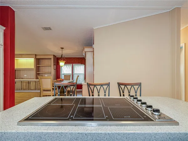 a workspace with wooden floor